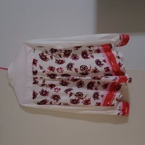 Derek lam button down shirt 8 white solid front floral print back silk